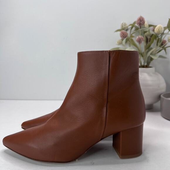 L'agence Jeanne II Leather Pointed Toe Bootie Luggage Brown Women's 7.5/EU 37.5 - Picture 1 of 11